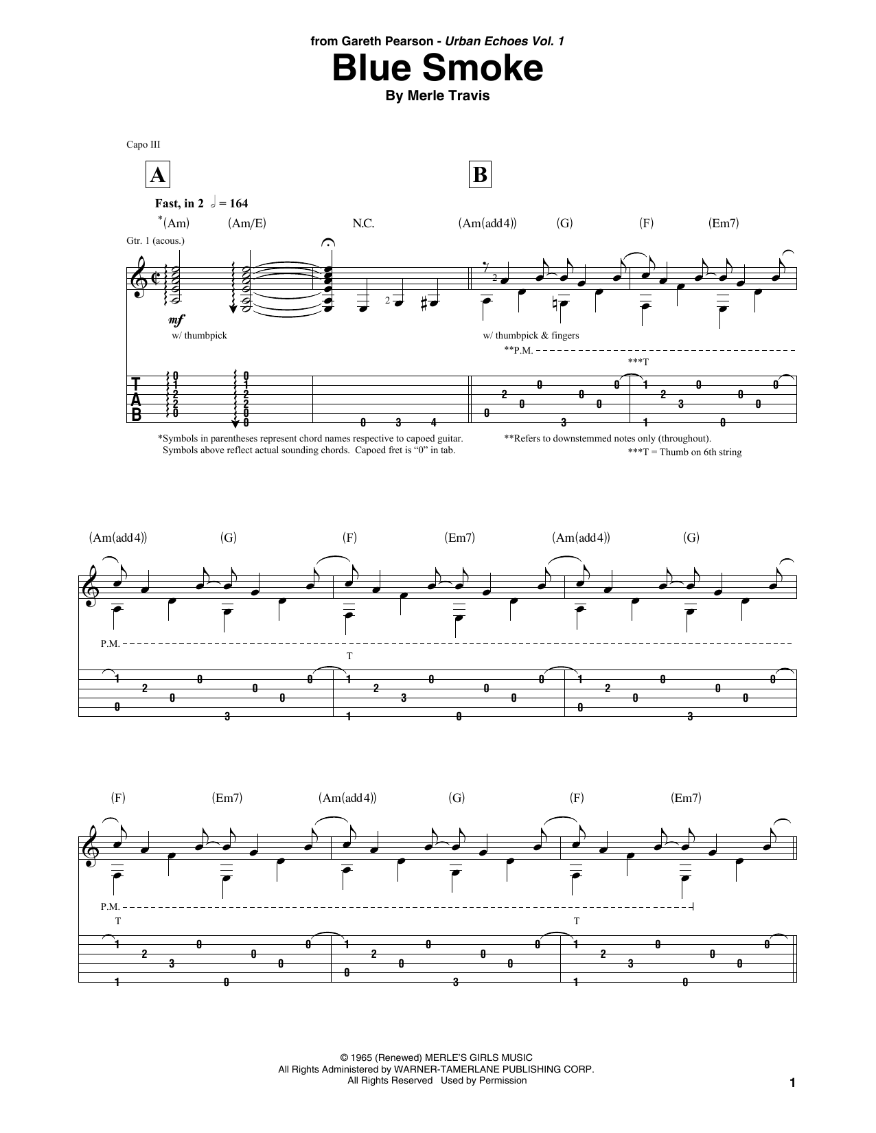 Learn to play Merle Travis Blue Smoke sheet music for Solo Guitar in minutes. Price: 7.8900$ Merle Travis Blue Smoke sheet music notes and chords arranged for Solo Guitar