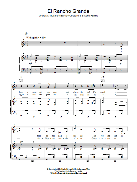 Learn to play Merle Travis El Rancho Grande sheet music for Piano, Vocal & Guitar Chords in minutes. Price: 7.8900$ Merle Travis El Rancho Grande sheet music notes and chords arranged for Piano, Vocal & Guitar Chords