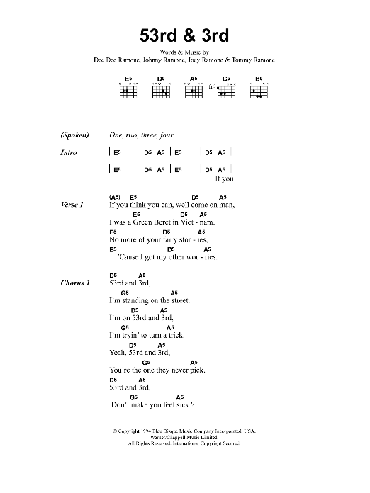 Metallica 53rd And 3rd sheet music notes and chords. Download Printable PDF.