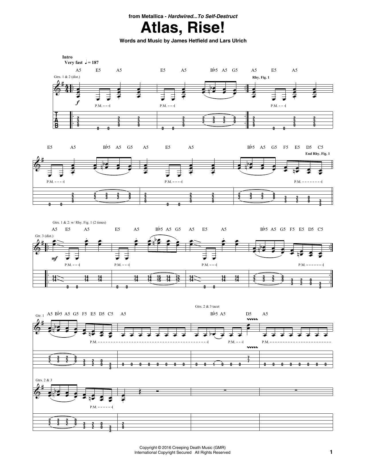 Learn to play Metallica Atlas, Rise! sheet music for Guitar Tab in minutes. Price: 7.8900$ Metallica Atlas, Rise! sheet music notes and chords arranged for Guitar Tab