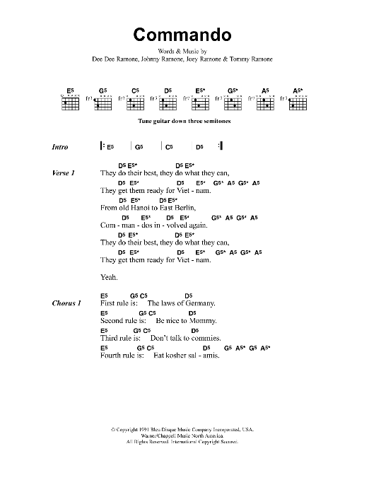 Metallica Commando sheet music notes and chords. Download Printable PDF.