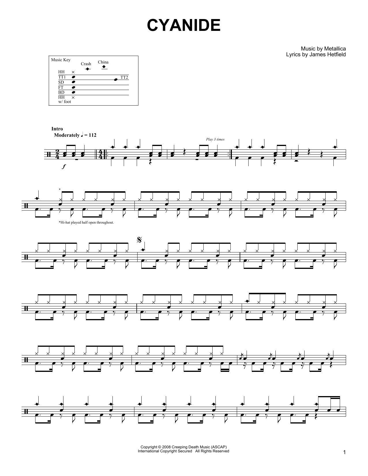 Metallica Cyanide sheet music notes and chords. Download Printable PDF.