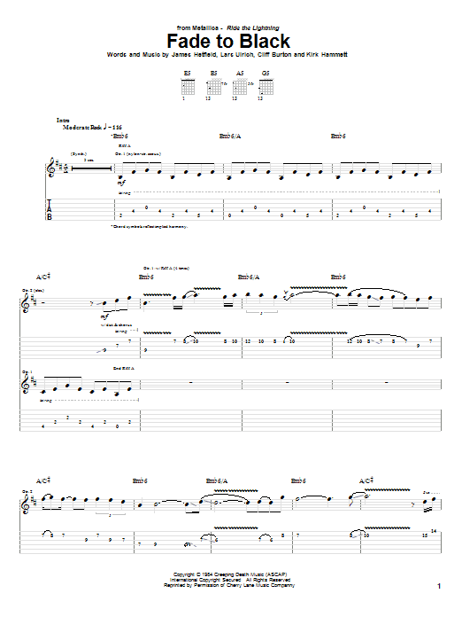 Metallica Fade To Black sheet music notes and chords. Download Printable PDF.