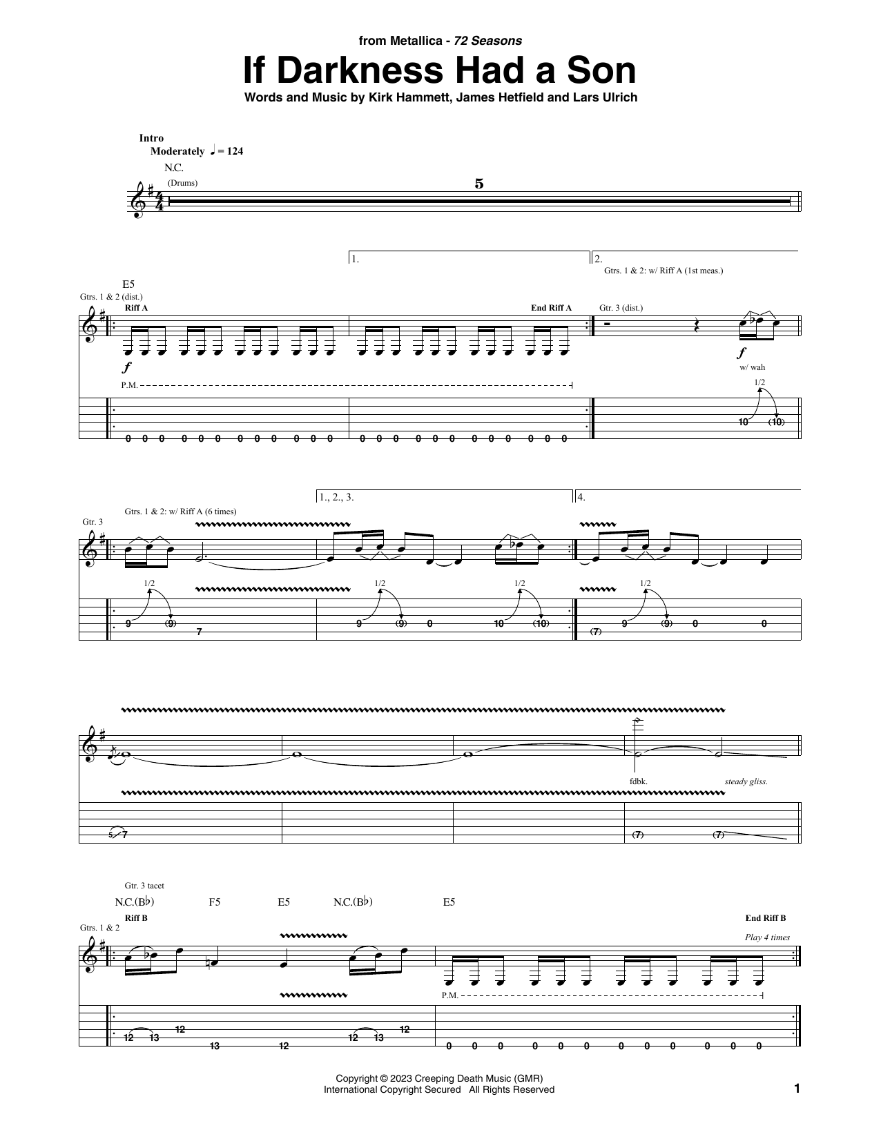 Learn to play Metallica If Darkness Had A Son sheet music for Guitar Tab in minutes. Price: 7.8900$ Metallica If Darkness Had A Son sheet music notes and chords arranged for Guitar Tab
