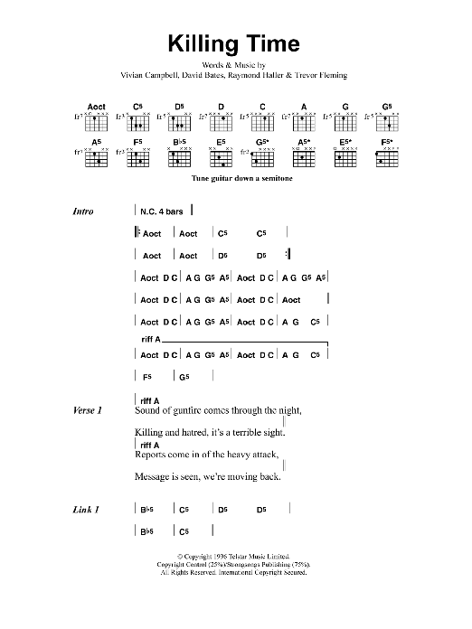 Metallica Killing Time sheet music notes and chords. Download Printable PDF.