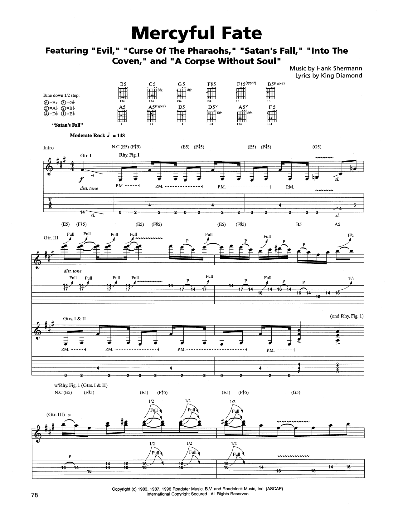 Metallica Mercyful Fate sheet music notes and chords. Download Printable PDF.