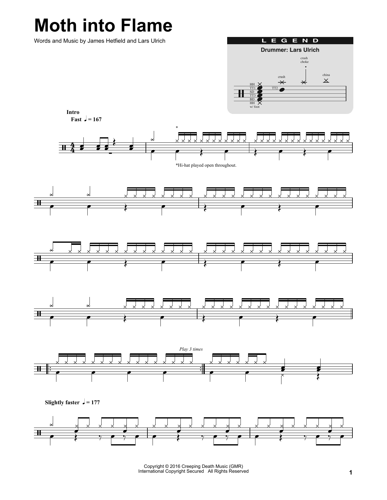 Metallica Moth Into Flame sheet music notes and chords. Download Printable PDF.