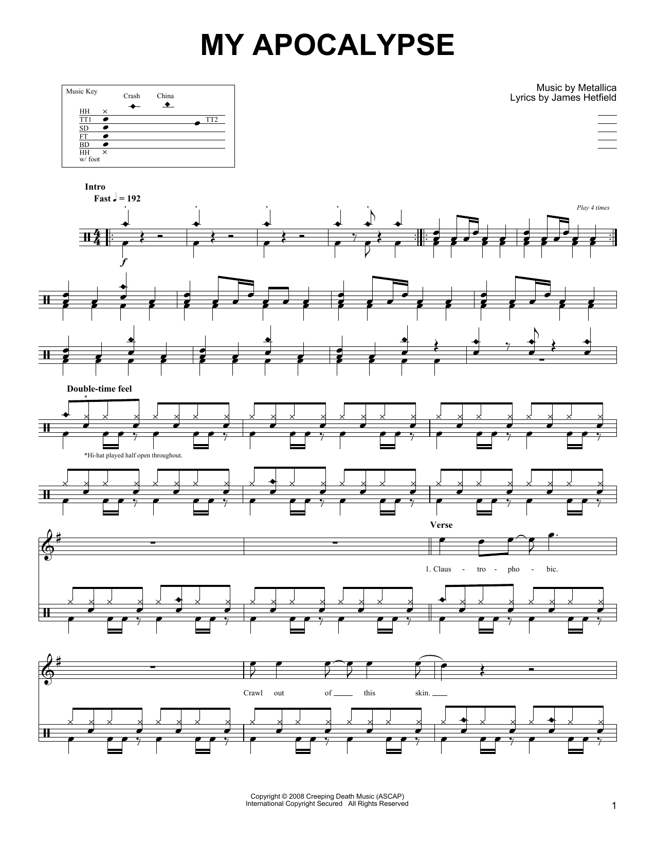 Metallica My Apocalypse sheet music notes and chords. Download Printable PDF.