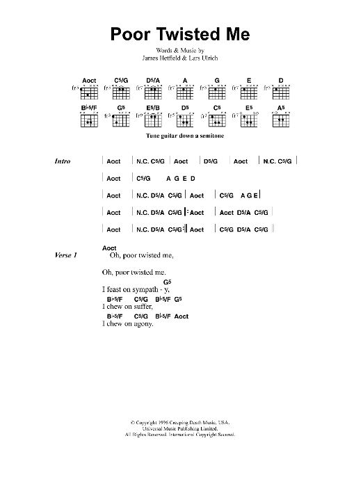 Metallica Poor Twisted Me sheet music notes and chords. Download Printable PDF.