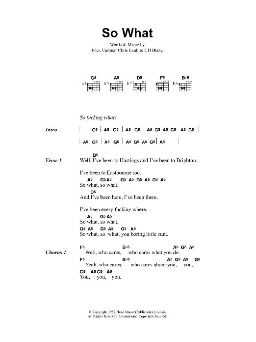 Metallica So What sheet music notes and chords. Download Printable PDF.