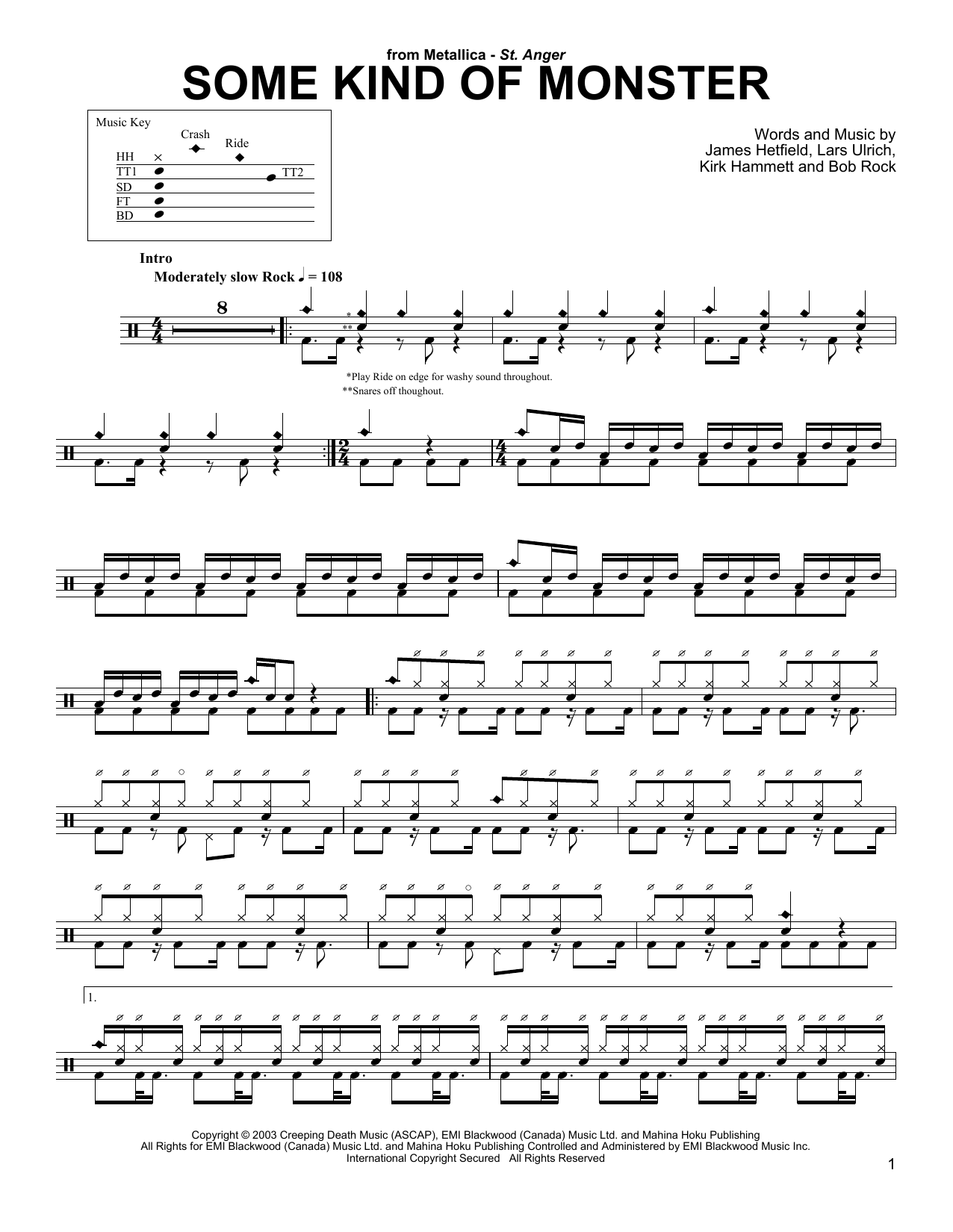 Metallica Some Kind Of Monster sheet music notes and chords. Download Printable PDF.