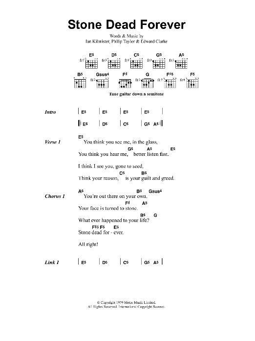 Metallica Stone Dead Forever sheet music notes and chords. Download Printable PDF.