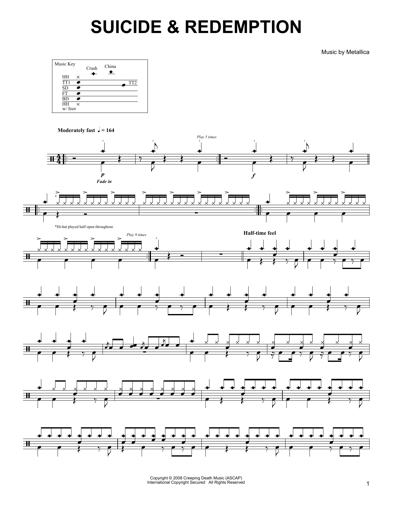 Metallica Suicide & Redemption sheet music notes and chords. Download Printable PDF.