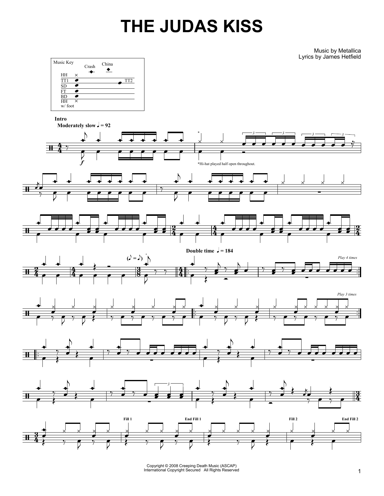 Metallica The Judas Kiss sheet music notes and chords. Download Printable PDF.