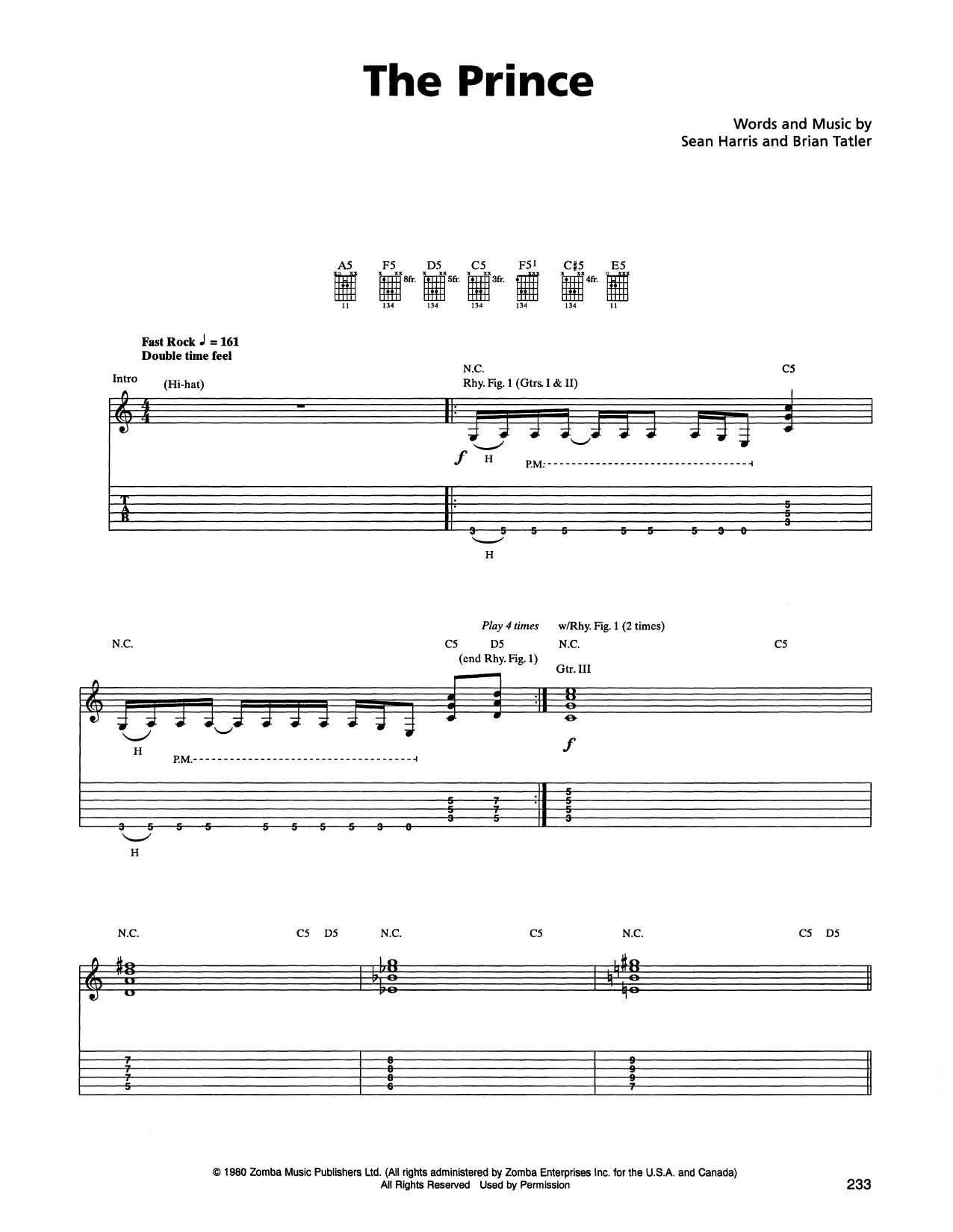 Metallica The Prince sheet music notes and chords. Download Printable PDF.