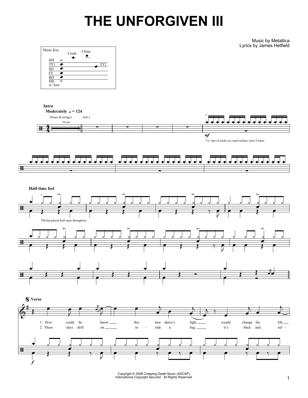 Metallica The Unforgiven III sheet music notes and chords. Download Printable PDF.