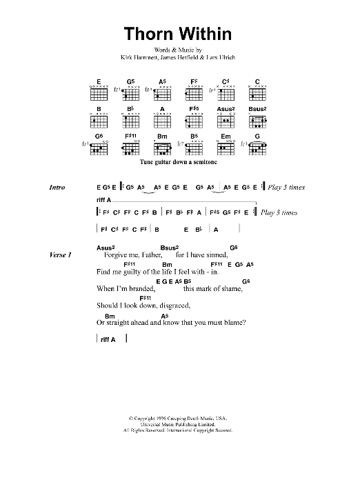 Metallica The Thorn Within sheet music notes and chords. Download Printable PDF.