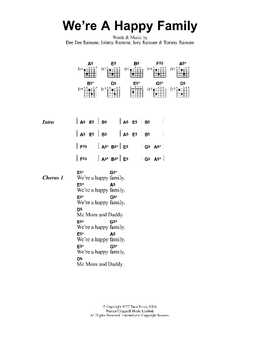 Metallica We're A Happy Family sheet music notes and chords. Download Printable PDF.