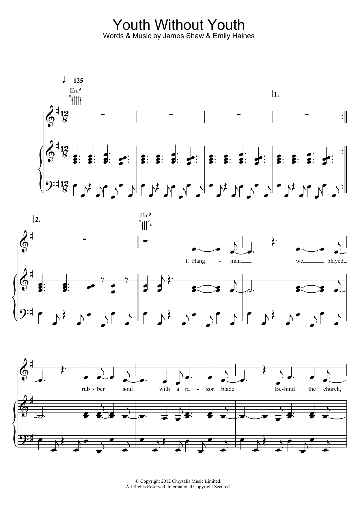 Learn to play Metric Youth Without Youth sheet music for Piano, Vocal & Guitar Chords in minutes. Price: 7.8900$ Metric Youth Without Youth sheet music notes and chords arranged for Piano, Vocal & Guitar Chords
