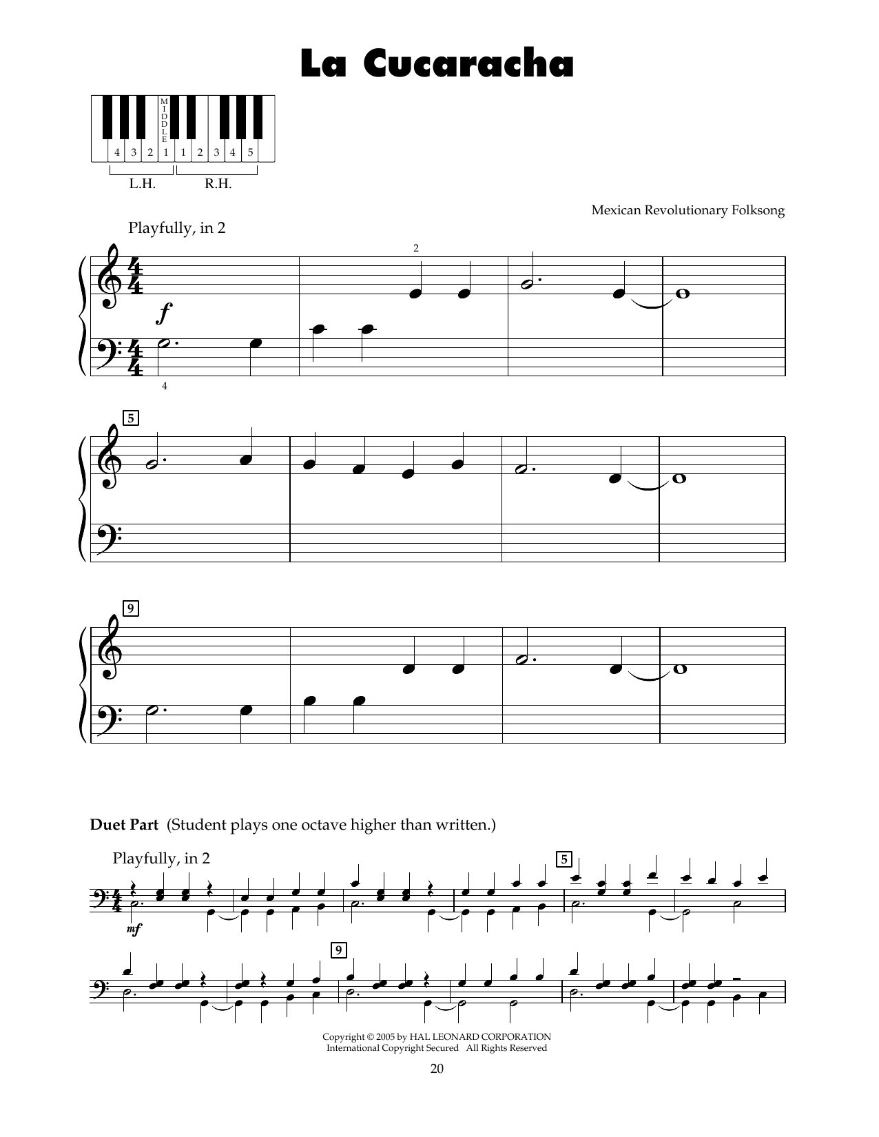 Mexican Revolution Folksong La Cucaracha sheet music notes and chords. Download Printable PDF.