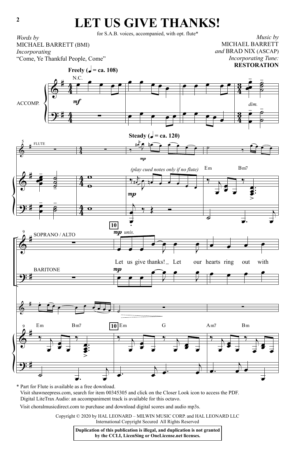 Michael Barrett and Brad Nix Let Us Give Thanks sheet music notes and chords. Download Printable PDF.