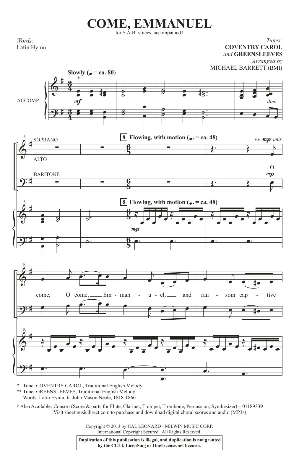 Michael Barrett Come, Emmanuel sheet music notes and chords. Download Printable PDF.