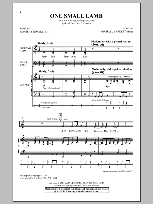 Michael Barrett One Small Lamb sheet music notes and chords. Download Printable PDF.