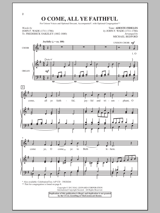 Michael Bedford O Come, All Ye Faithful sheet music notes and chords. Download Printable PDF.