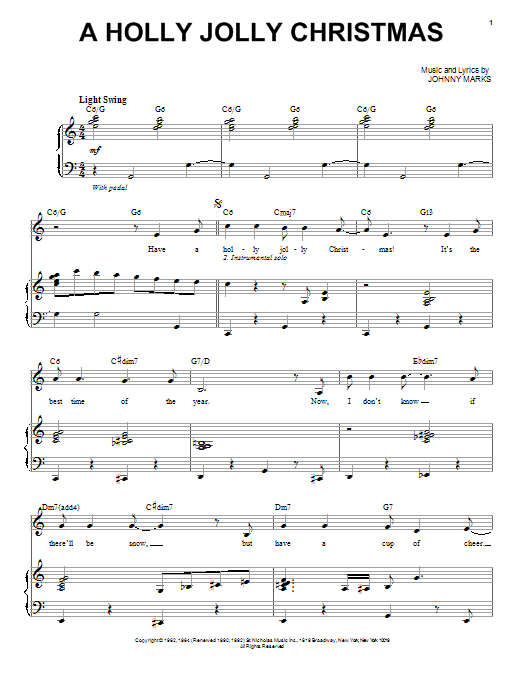 Michael Buble A Holly Jolly Christmas sheet music notes and chords. Download Printable PDF.