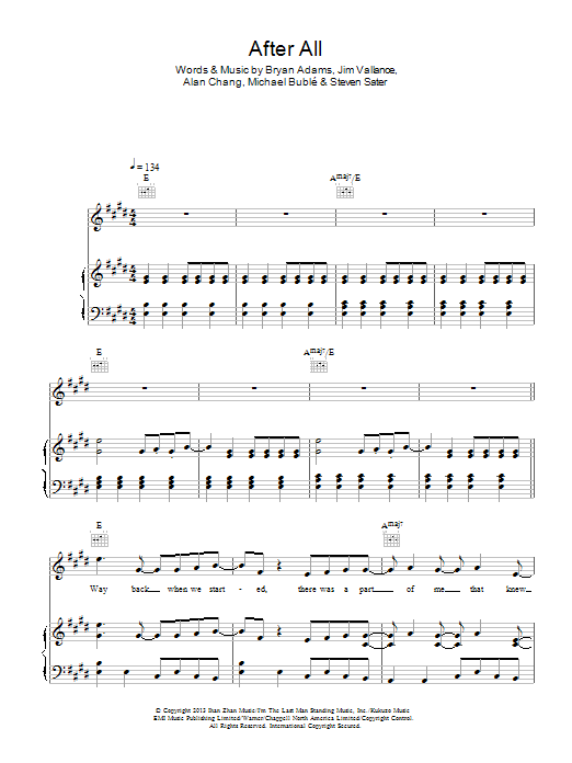 Learn to play Michael Buble After All sheet music for Piano, Vocal & Guitar Chords in minutes. Price: 7.8900$ Michael Buble After All sheet music notes and chords arranged for Piano, Vocal & Guitar Chords