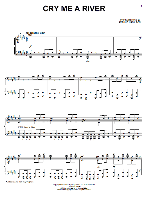 Learn to play Michael Bublé Cry Me A River sheet music for Pro Vocal in minutes. Price: 6.9900$ Michael Bublé Cry Me A River sheet music notes and chords arranged for Pro Vocal