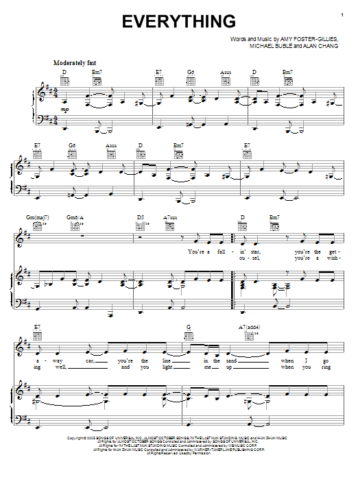 Michael Buble Everything sheet music notes and chords. Download Printable PDF.