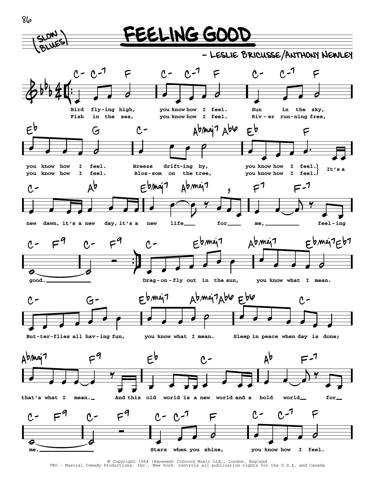 Michael Buble Feeling Good (Low Voice) sheet music notes and chords. Download Printable PDF.