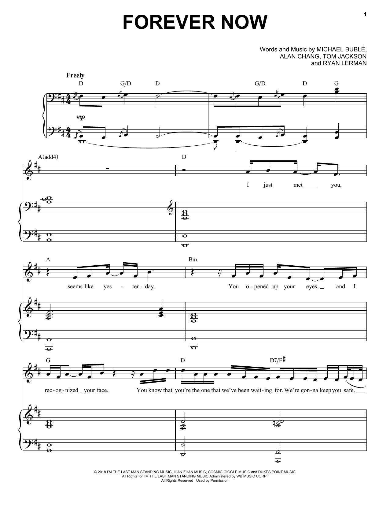 Michael Bublé Forever Now sheet music notes and chords. Download Printable PDF.