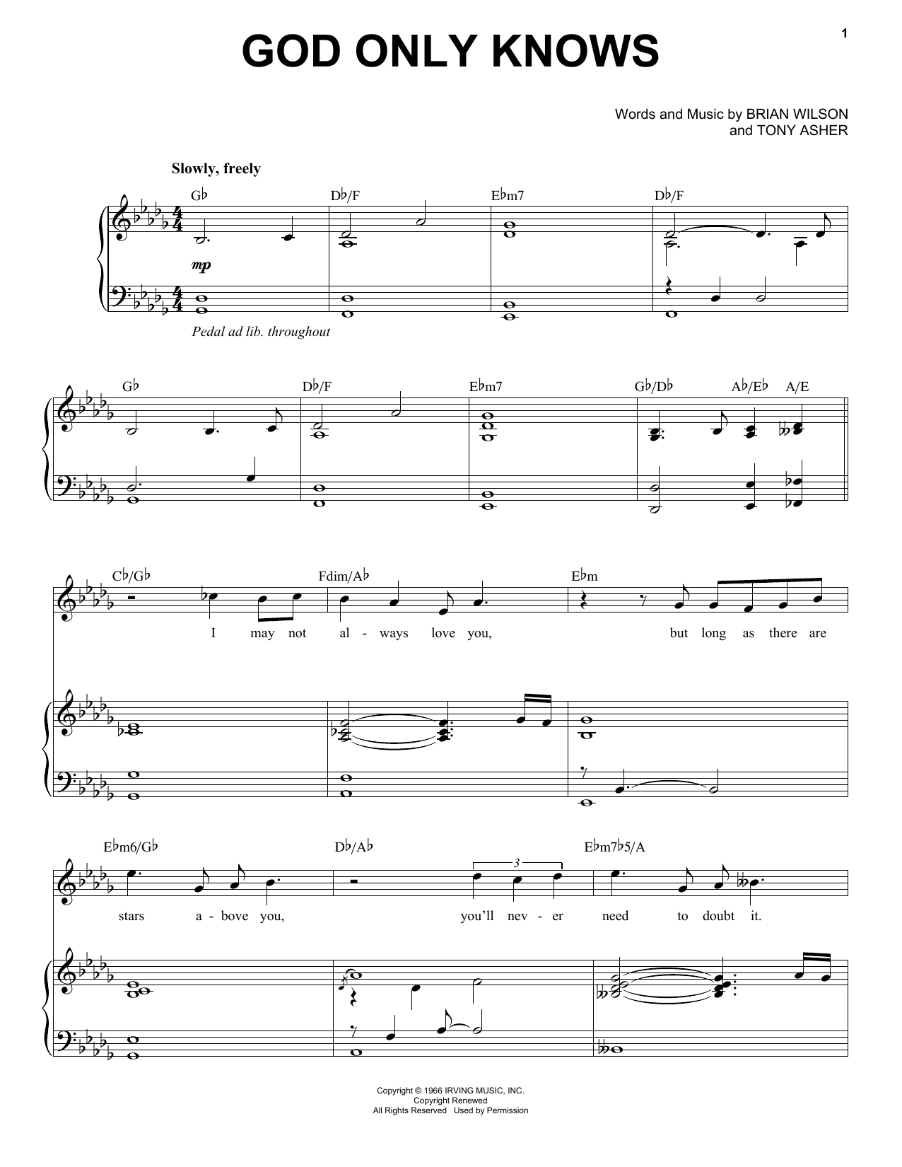 Michael Buble God Only Knows sheet music notes and chords. Download Printable PDF.