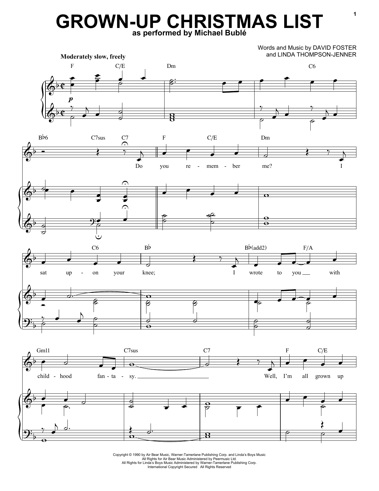 Michael Buble Grown-Up Christmas List sheet music notes and chords. Download Printable PDF.