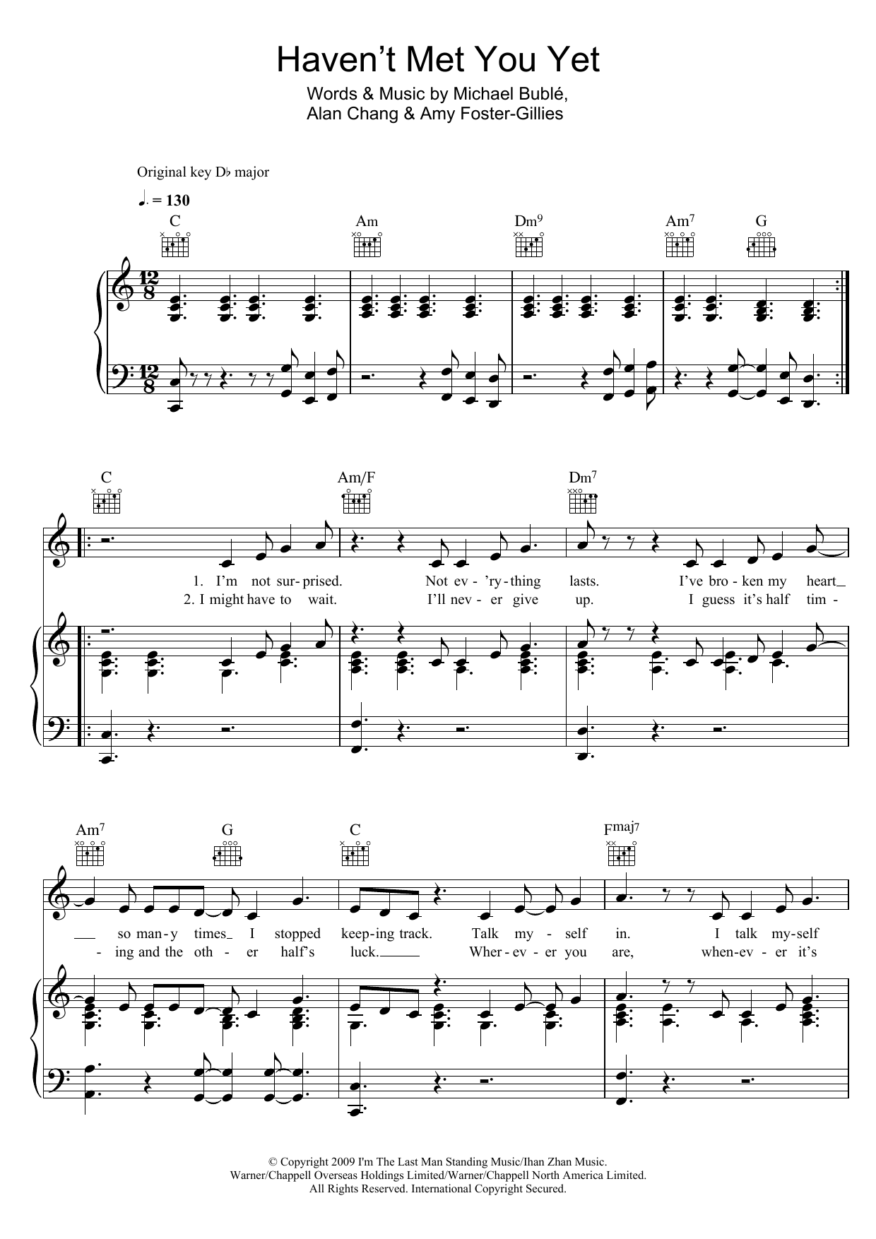 Michael Bublé Haven't Met You Yet sheet music notes and chords. Download Printable PDF.