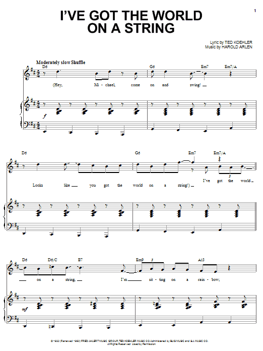 Learn to play Michael Bublé I've Got The World On A String sheet music for Pro Vocal in minutes. Price: 6.9900$ Michael Bublé I've Got The World On A String sheet music notes and chords arranged for Pro Vocal
