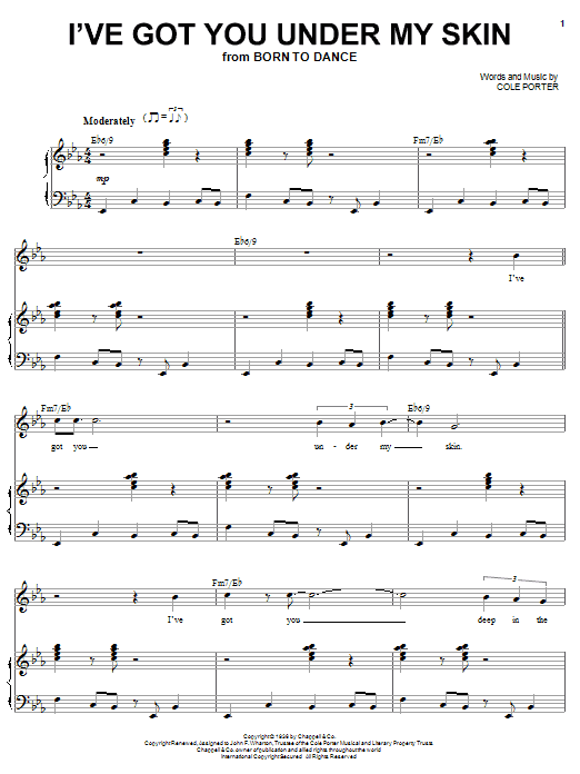 Learn to play Michael Buble I've Got You Under My Skin sheet music for Piano & Vocal in minutes. Price: 7.8900$ Michael Buble I've Got You Under My Skin sheet music notes and chords arranged for Piano & Vocal