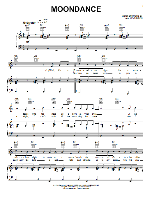 Michael Buble Moondance sheet music notes and chords. Download Printable PDF.