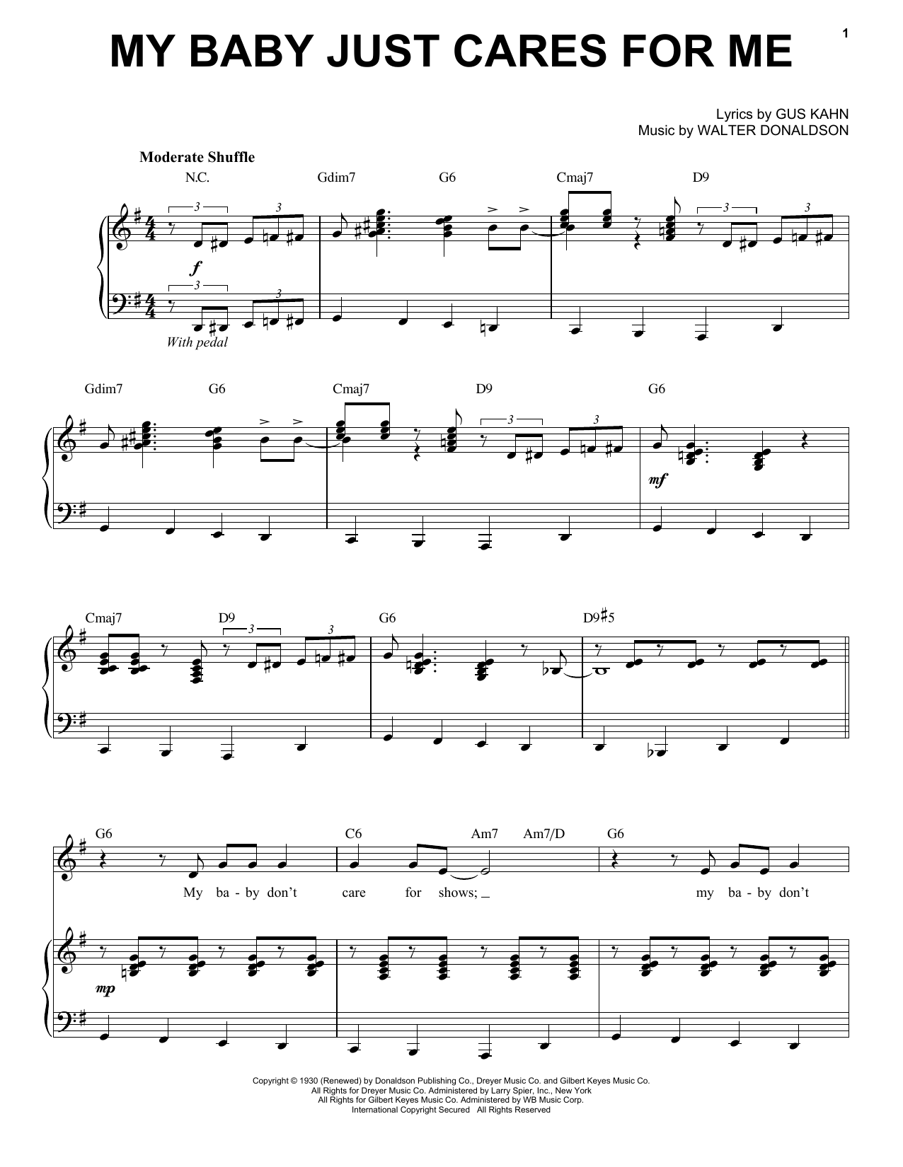 Learn to play Michael Bublé My Baby Just Cares For Me sheet music for Piano & Vocal in minutes. Price: 7.8900$ Michael Bublé My Baby Just Cares For Me sheet music notes and chords arranged for Piano & Vocal