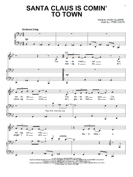 Michael Bublé Santa Claus Is Comin' To Town sheet music notes and chords. Download Printable PDF.