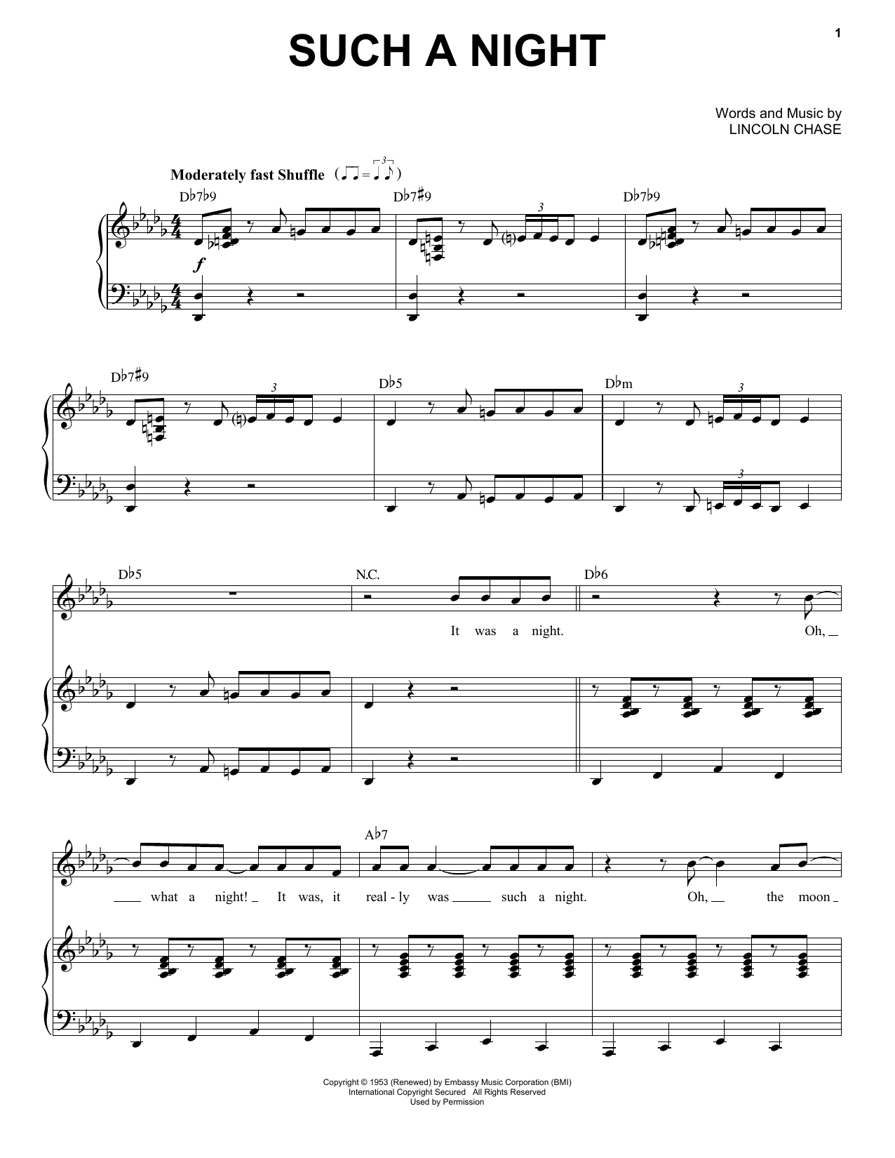 Learn to play Michael Buble Such A Night sheet music for Piano & Vocal in minutes. Price: 7.8900$ Michael Buble Such A Night sheet music notes and chords arranged for Piano & Vocal