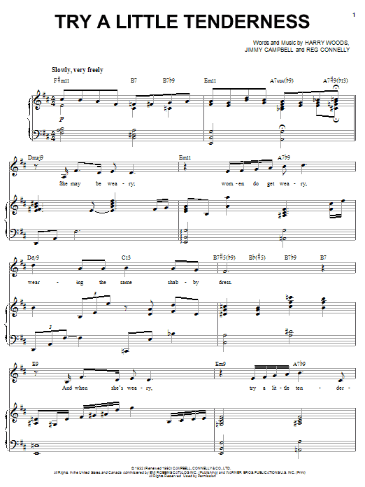 Michael Buble Try A Little Tenderness sheet music notes and chords. Download Printable PDF.