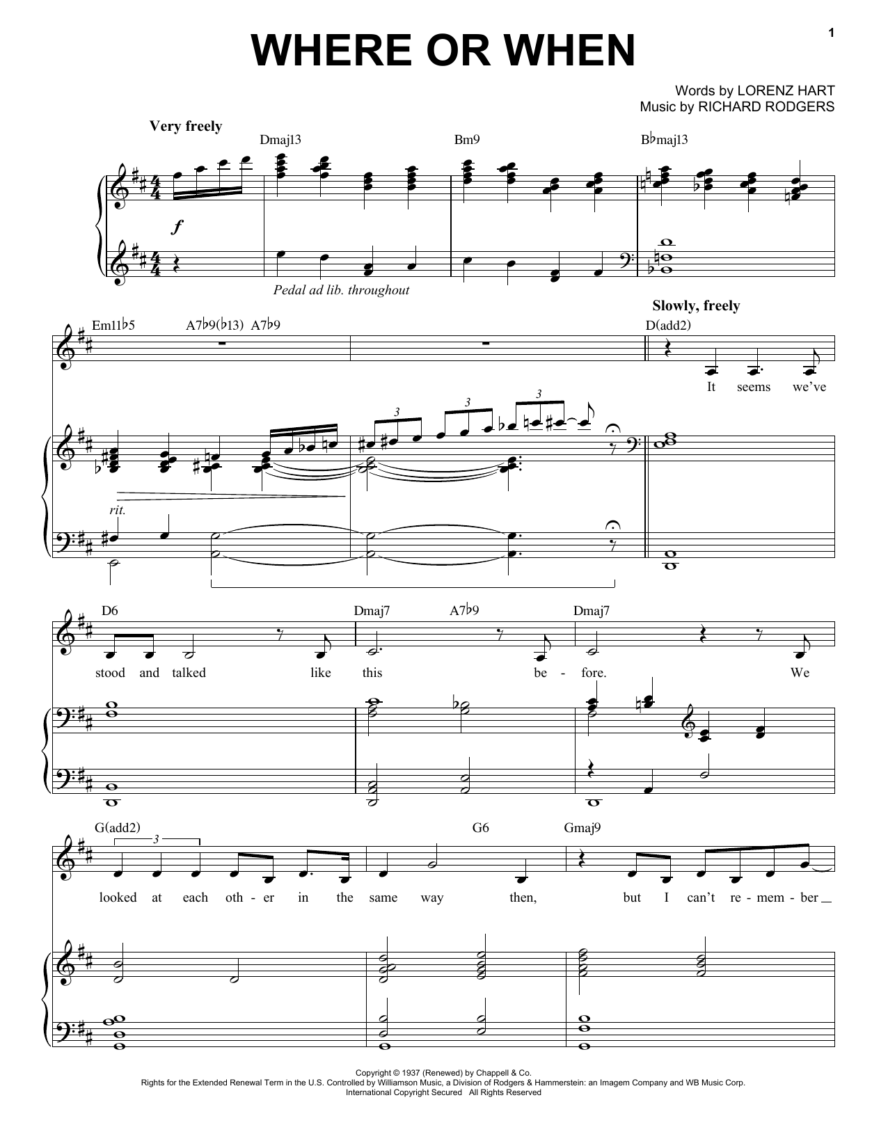 Michael Buble Where Or When sheet music notes and chords. Download Printable PDF.