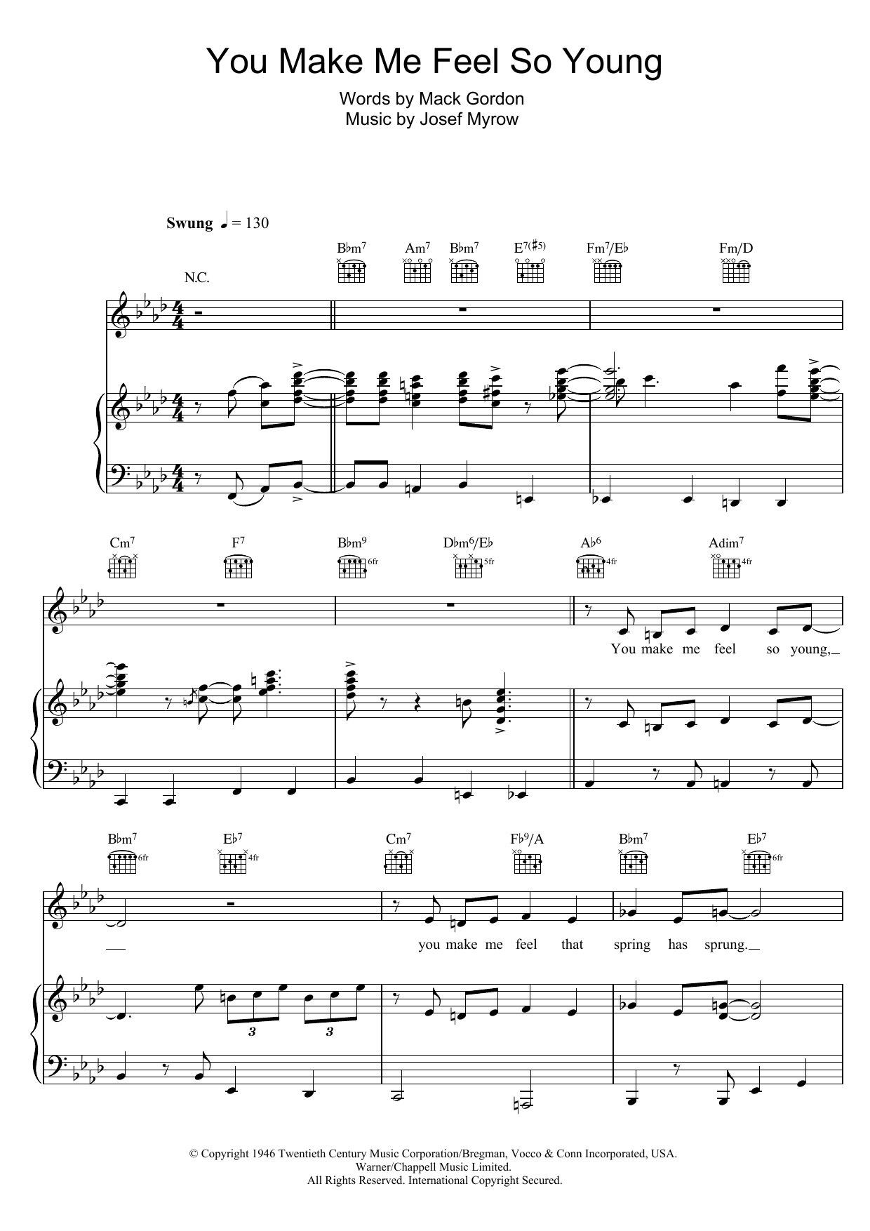 Michael Buble You Make Me Feel So Young sheet music notes and chords. Download Printable PDF.