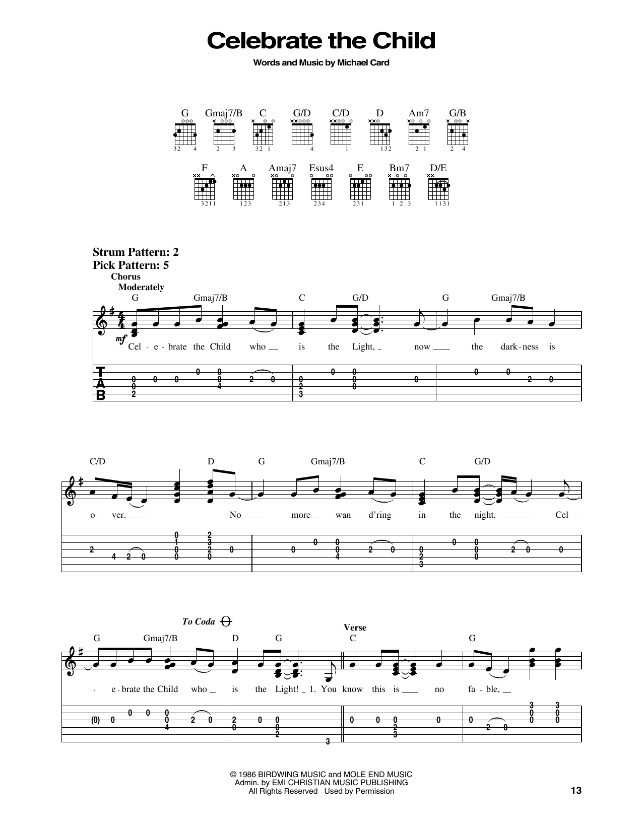 Michael Card Celebrate The Child sheet music notes and chords. Download Printable PDF.