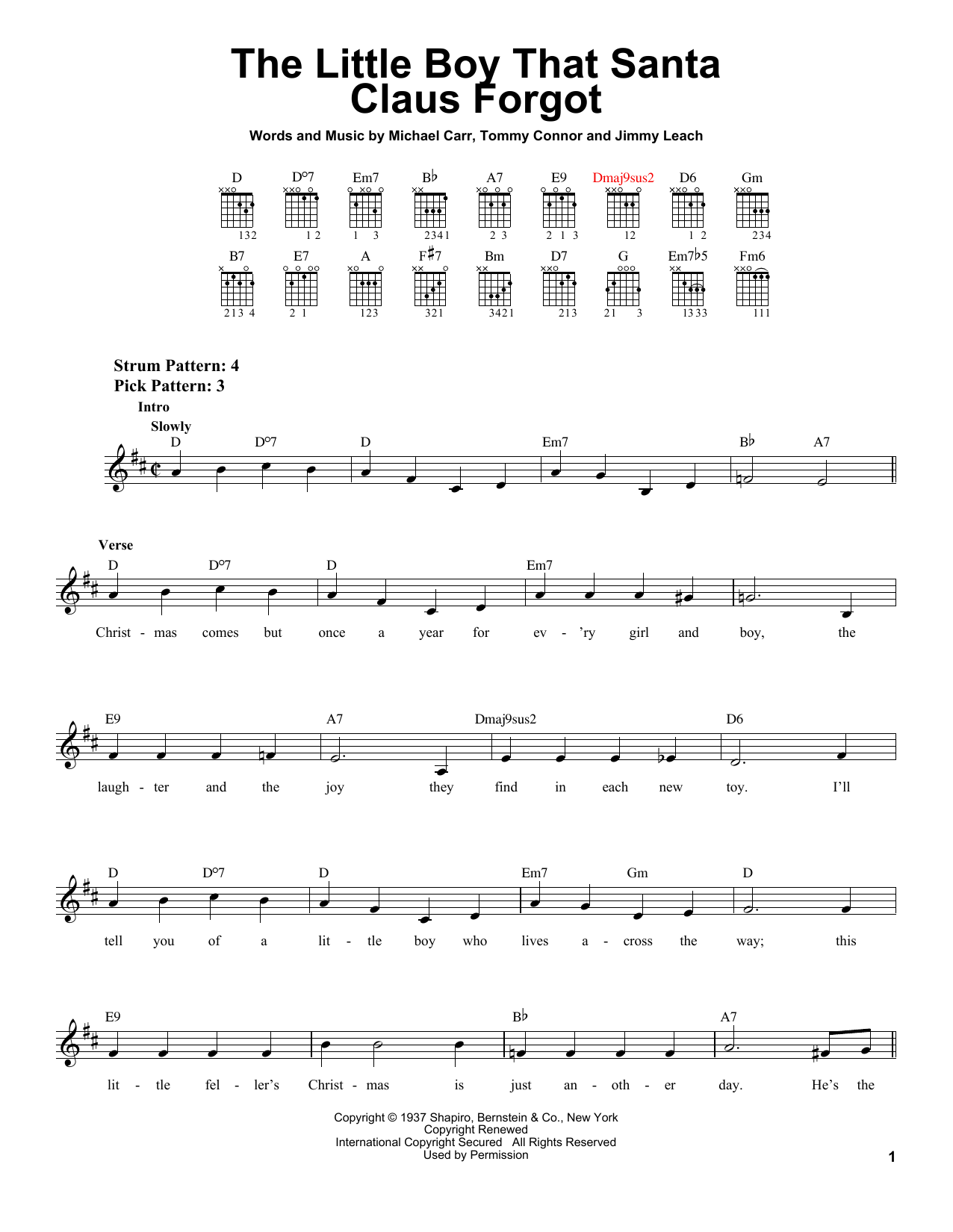 Michael Carr The Little Boy That Santa Claus Forgot sheet music notes and chords. Download Printable PDF.