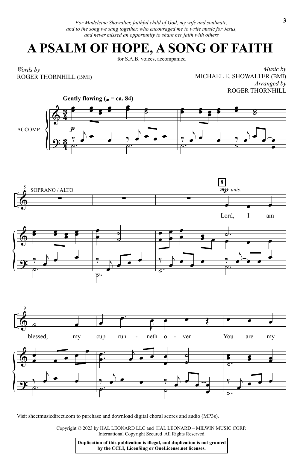 Michael E. Showalter A Psalm Of Hope, A Song Of Faith (arr. Roger Thornhill) sheet music notes and chords. Download Printable PDF.