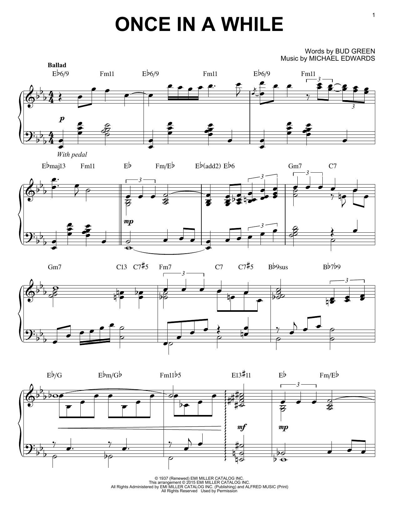 Michael Edwards Once In A While [Jazz version] (arr. Brent Edstrom) sheet music notes and chords. Download Printable PDF.